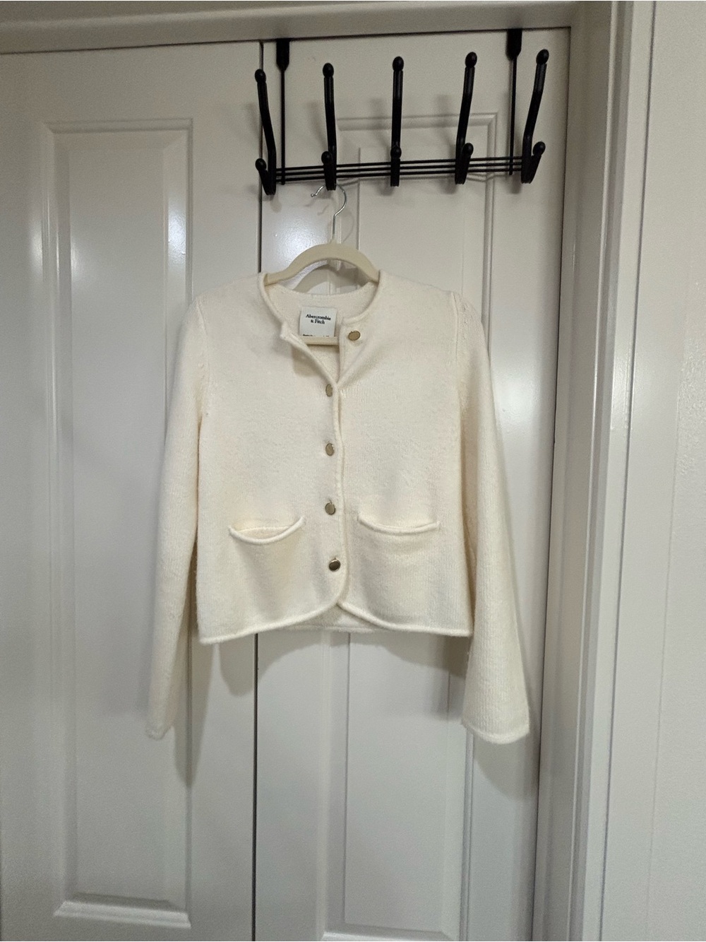 Abercrombie & Fitch Cream Button-Front Cardigan